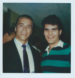 Joe Toplyn with Arnold Schwarzenegger at "Late Night with David Letterman"
