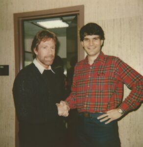 Joe Toplyn with Chuck Norris at "Late Night with David Letterman"
